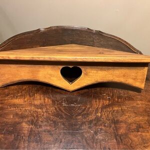 Wooden Corner Shelf with Heart Cutout